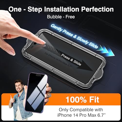 Image of EZ-GLAZ SHILD 4 Pack for iPhone 13 Pro Max Privacy Screen Protector[6.7 inch] With 2 Pack Camera Lens Protector, [Drop Protection] 9H Hardness Full Coverage Anti-Spy Tempered Glass Film, Easy to install