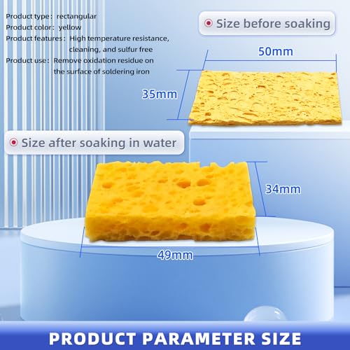 Image of 30PCS 2 inch x 1.4 inch Replacement Welding Soldering Iron Tip Cleaning Sponge Solder Tip Cleaning Sponge Yellow