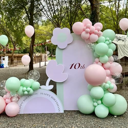 Image of Voircoloria 105pcs Mint Green Balloons 12inch Party Latex Balloons for Boys Girls Birthday Baby Shower Gender Reveal Wedding Sunflower Party Decorations
