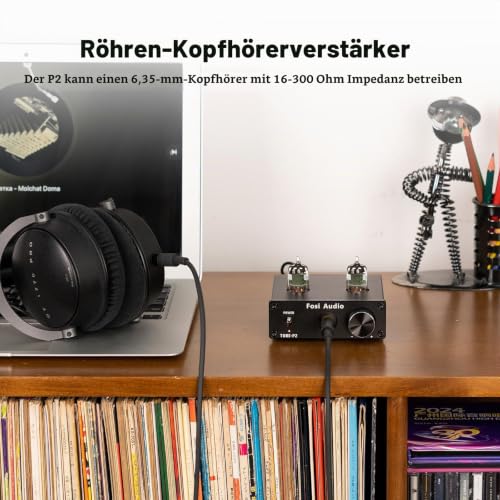 Fosi Audio P2 Röhren Kopfhörerverstärker Vakuumschlauch Vorverstärker Mini Hi-Fi Stereo Audio...