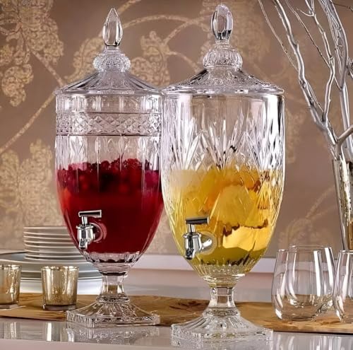 Image of 4.5 Liter Glass Beverage Dispenser with Tap,Ice Drink Dispensers Perfect for Water, Juice,Beer, Cocktails, and More Detox Drinks Home & Restaurants Kitchen,Bars,Party