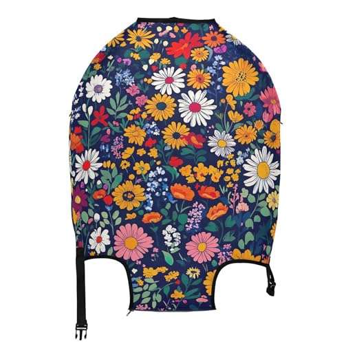 Joisal Suitcase Cover Custom Luggage Protector Baggage Identifiers Travel Luggage Sleeve for Women Bright Colorful Flowers, S, Fits 18-20 Inch Case2