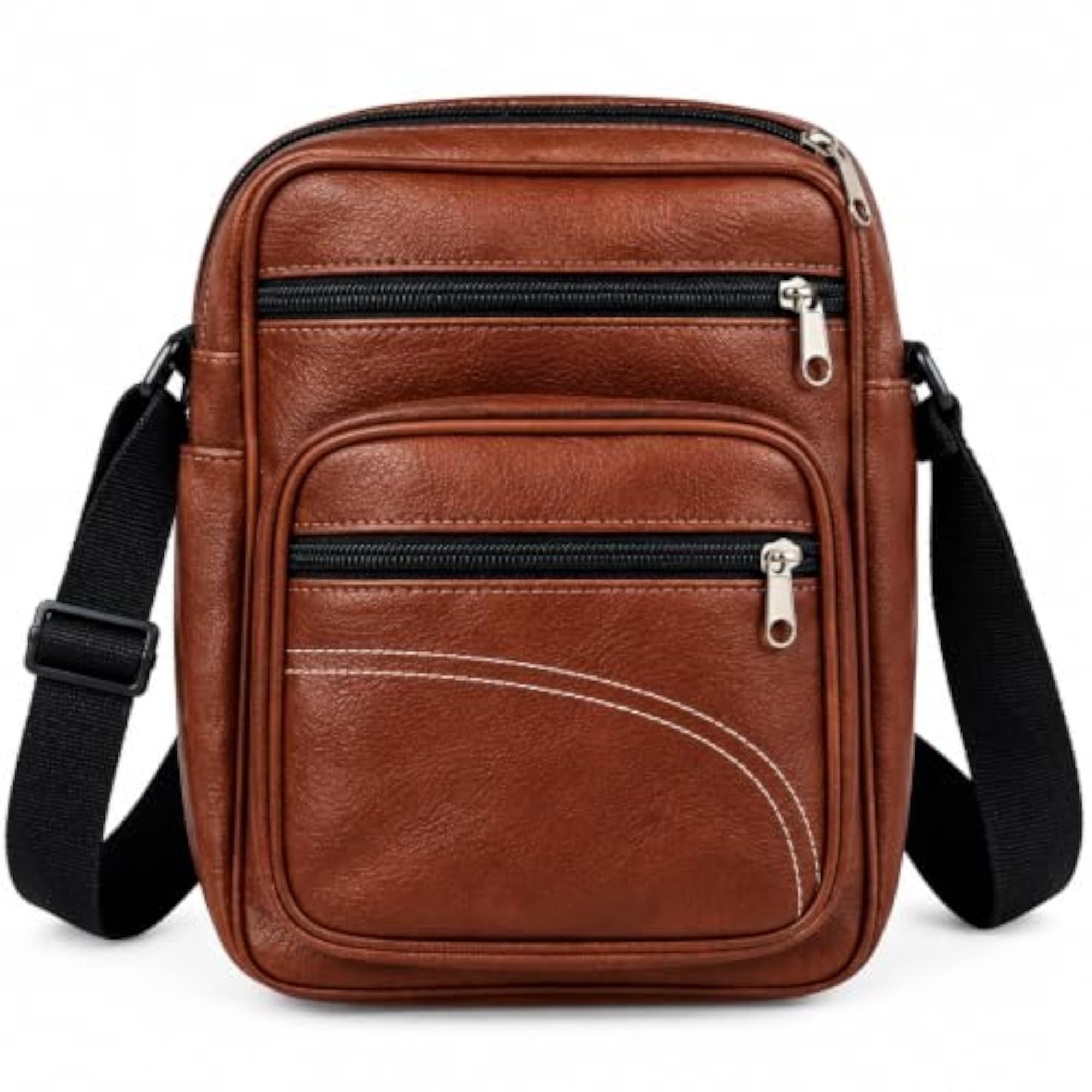 Brown Sling Bag for Men & Women, Multi Pocket Design