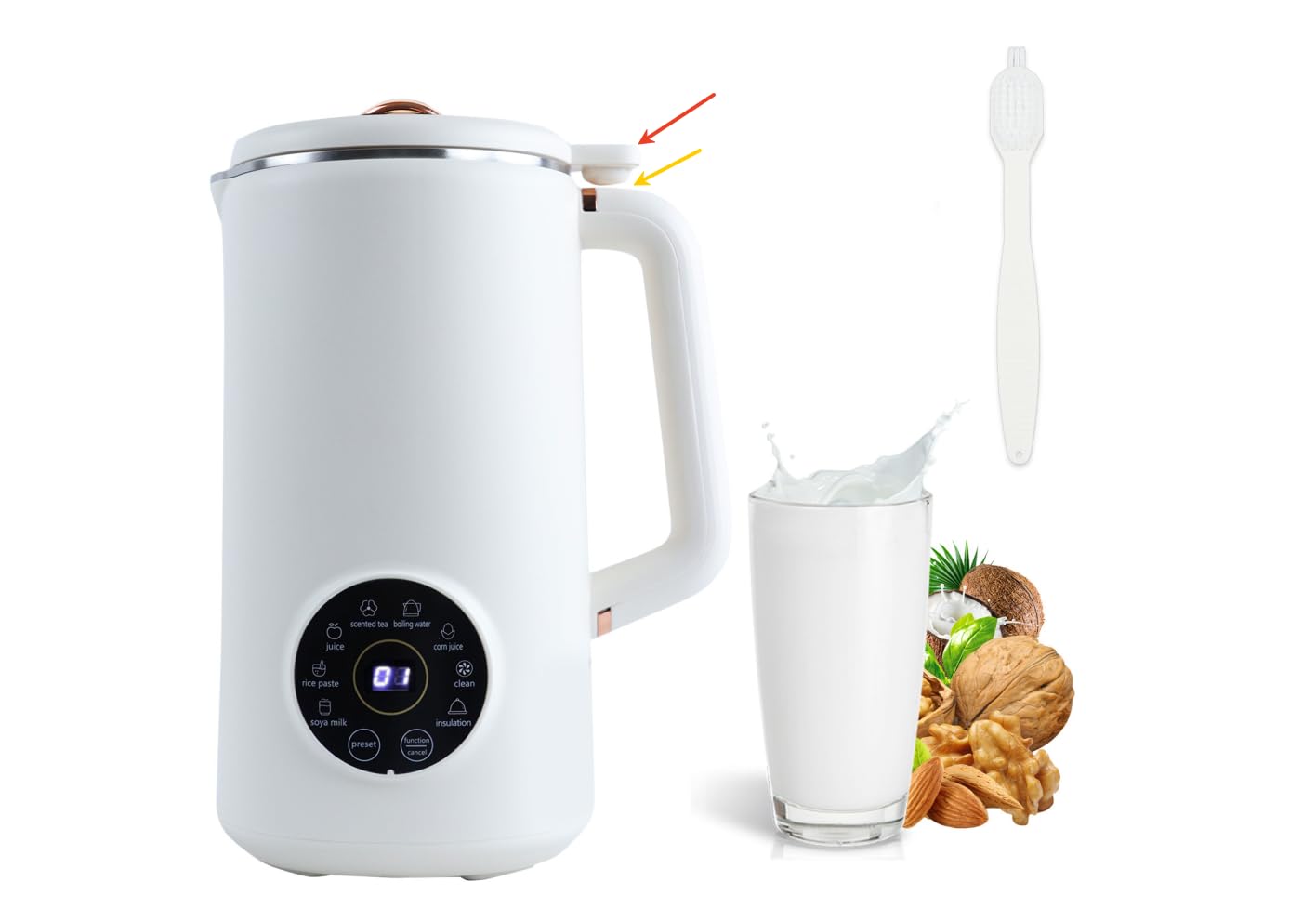 mumisuto ﻿Machine à Lait Végétaux, 1000 ML Machine à Lait de Soja Multifonction, Mélangeur Électrique, Machine à Lait D'amande pour Lait Végétal Fait Maison, Avoine, Soja