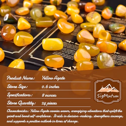 Image of Yellow Agate Healing Crystal Stone Set - 24 Pieces, 0.6 inch Natural & Polished Stones for Healing, Meditation, Reiki, Chakra, Crafting & Decoration
