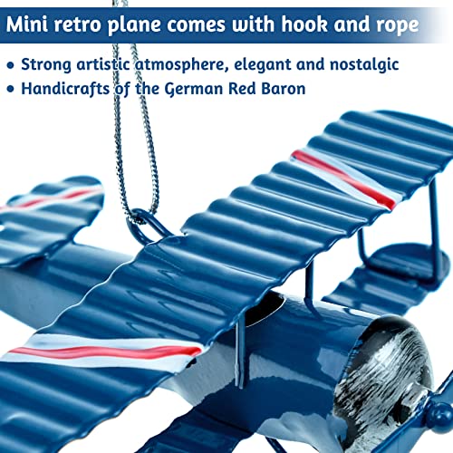 Inheming Mini Airplane Ornament, Vintage Iron Craft Aircraft Hanging Decorations, Biplane Model Decor Pendant For Bookshelf, Cake Toppers, Photo Props, Christmas Tree, Desktop #TOP3