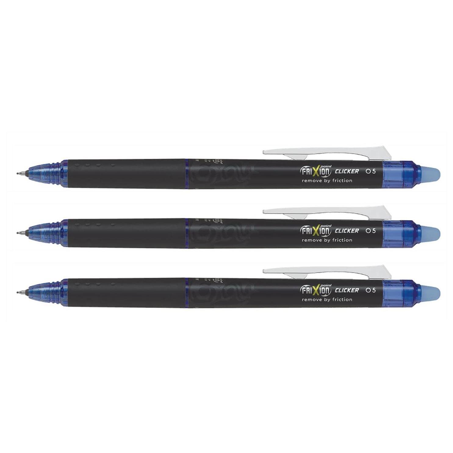 PILOT Lote de 3 Bolígrafos Roller FRIXION POINT CLICKER Punta Fina Azul