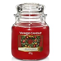 Yankee Candle Candela profumata in giara media | Red Apple Wreath | Durata Fino a 75 Ore