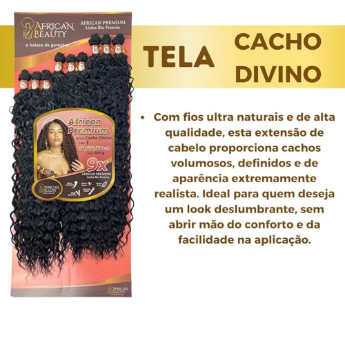 Kit Cabelo Sintético Cacheado Bio Fibra, Tela Cacheada, 400 g com Aneís, Cacho Divino (Ombre mel)