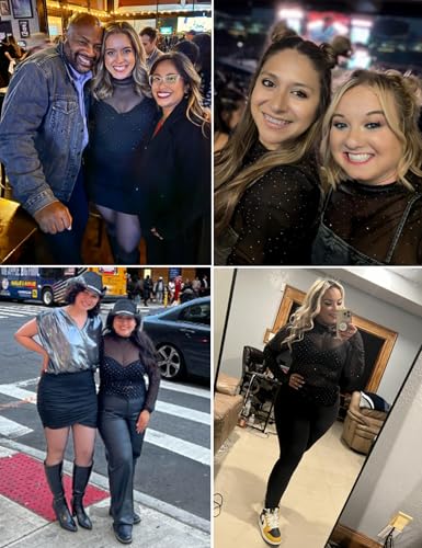 BBX Lephsnt Womens Sheer Mesh Layering Top Sparkle Long Sleeve Shirts Mock Neck See Through Tee Shirt2