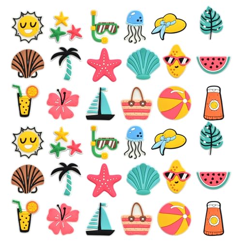 Conjunto de 36 piezas de accesorios para bolsa Bogg, decoraciones de verano de EVA para bolsa de playa, adecuadas para bolsas Bogg y bolsas de playa de goma, accesorios de decoración para bolsa de