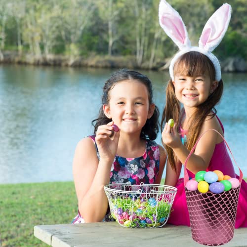 KRE Pink and Blue Mermaid Scale Easter Baskets with Handles 12.125x7.125 Inches Bags for Kid Canvas Easter Eggs Hunt Bag Easter Basket Tote Bag Gift Storage Easter Hunting Pack of 4 with Bonus Onvasy3