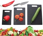 Kitchen Cutting Boards 3 pcs L-M-S Plastic Set Dark Solid Black Granite Marble Appearance Color, High Density Plastic Homogeneous Material, Convenient and Dishwasher Safe, for Home Use