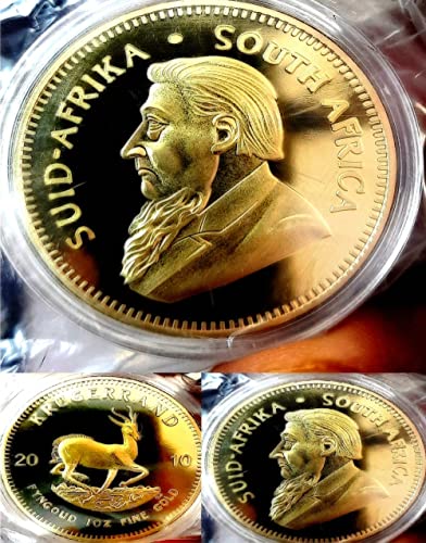 HTLC African Gold Krugerrand Coin Replica - New 1OZ Gold Coin Paul Kruger Token Value Collectible Coins 1967 South Africa