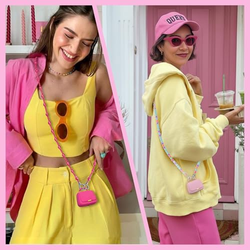 Image of ANCwear Cute Pink Wireless Earbuds for Girls, Bluetooth 5.3 Ear Buds with Mini Handbag Charging Case, DIY Stickers, 22H Battery Life, Fashion Gift for Women Teens, Rose Pearl