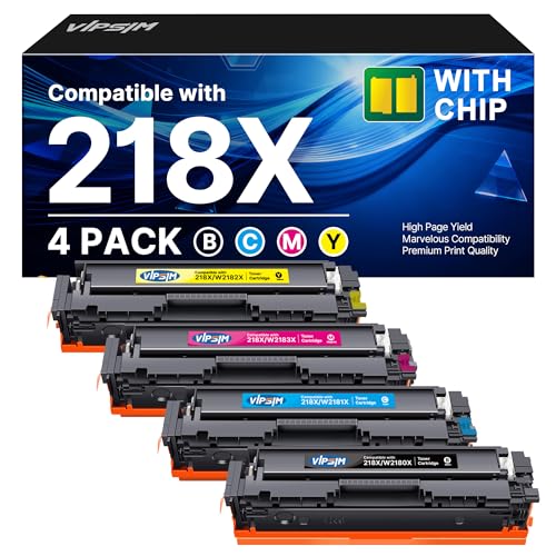 Toner HP 218X avec puce pour imprimante HP Color LaserJet Pro MFP 3301fdw et 3201dw pack de 4