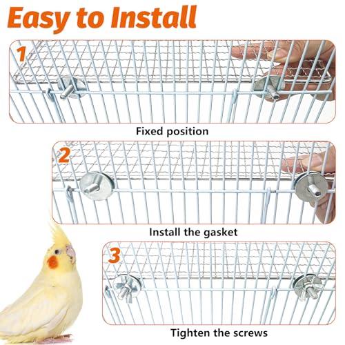 Image of BNOSDM 2 Pack Bird Perch Platform Stainless Steel Birds Perches Parrot Shelf Training Stand Small Animals Cage Accessories for Parakeets, Budgies, Conures, Cockatiels, Lovebirds (Extra-Large Size)