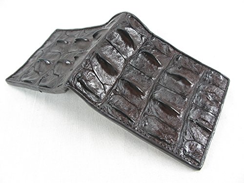 Image of Pelgio Genuine Crocodile Alligator Backbone Skin Leather Bifold Wallet ([B1] 6 Card Slots + 2 ID Windows + 2 Compartment for Bills, Chocolate Brown)