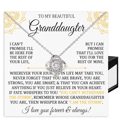 To My Granddaughter Necklace from Grandma Grandpa – Personalized Heart Jewelry Gift for Granddaughter with Message Card, Ideal for Birthday, Christmas, Graduation, or Special Occasions