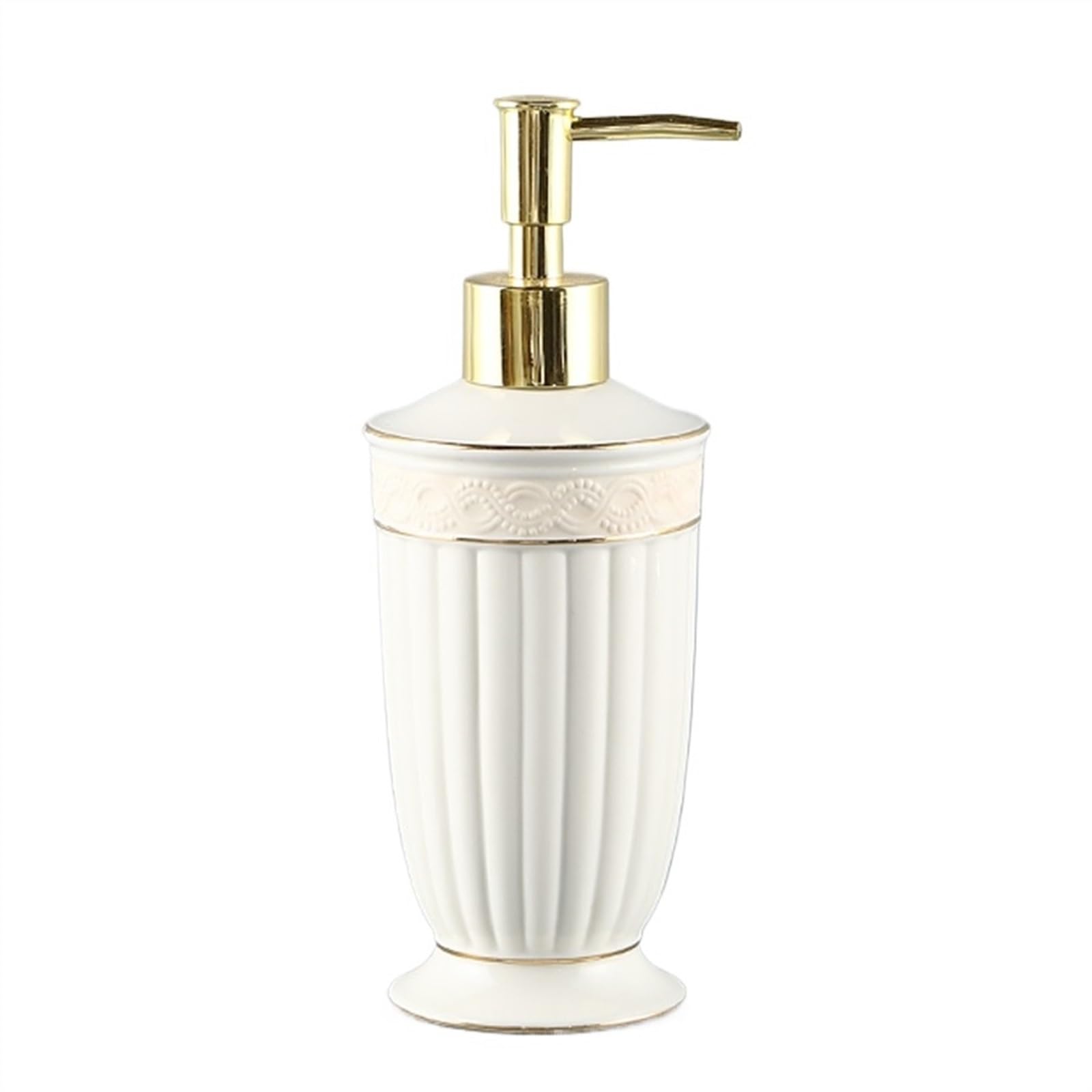 soap dispenser, Soap Dispenser,Kitchen, 350ml/11.8oz White Countertop Ceramics Dispensers with Striped Finish