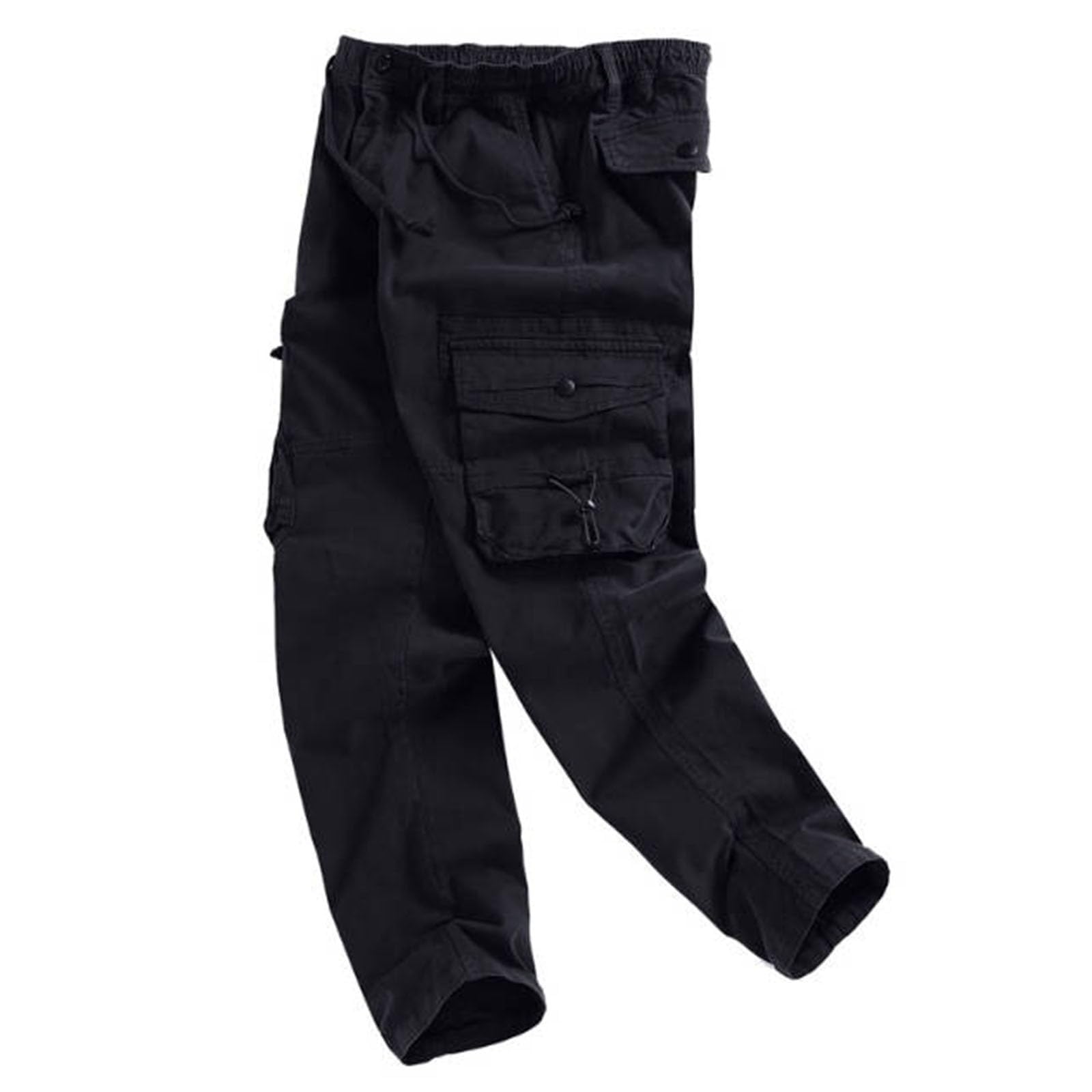 Herren-Cargohose, leger, Baumwolle, Wanderhose für Herren, gerades Bein | Arbeitshose mit mehreren Taschen, Kordelzug an der Taille, Outdoor-Wanderhose, bequem, langlebig, Freizeithose