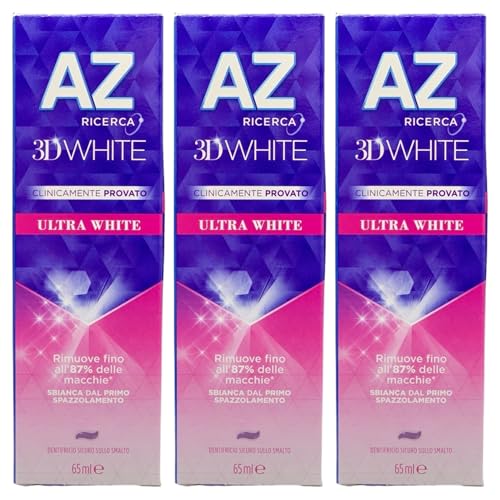 Dentifricio 3D WHITE - ULTRA WHITE- Rimuove Fino All'87% Delle Macchie. Sbianca Dal Primo Spazzolamento, Sicuro Sullo Smalto. Per Un Sorriso Bello e Sano 65ml (3 Unità)