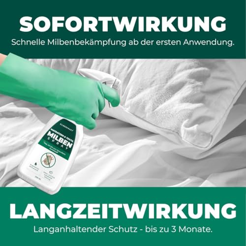 Silberkraft Milbenspray Matratzen und Polster 500ml, naturinspirierter Milbenschutz mit Geraniol, hilfreiches Anti-Milben-Mittel, gegen Hausstaubmilben, Milbenbezug Alternative