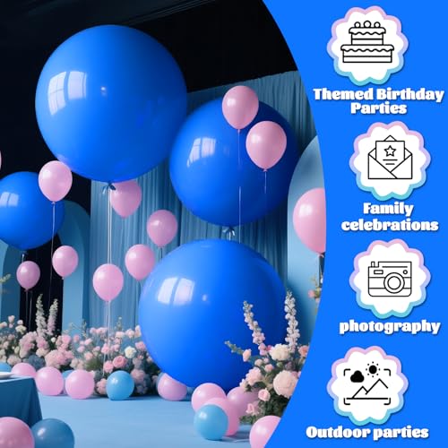 Image of Dark Blue Balloons 9pcs 36 Inch Extra Large Big Jumbo Giant Matte Navy Blue Latex Balloons for Graduation New Year Weddings Father's Day Baby Shower Birthday Party Decorations