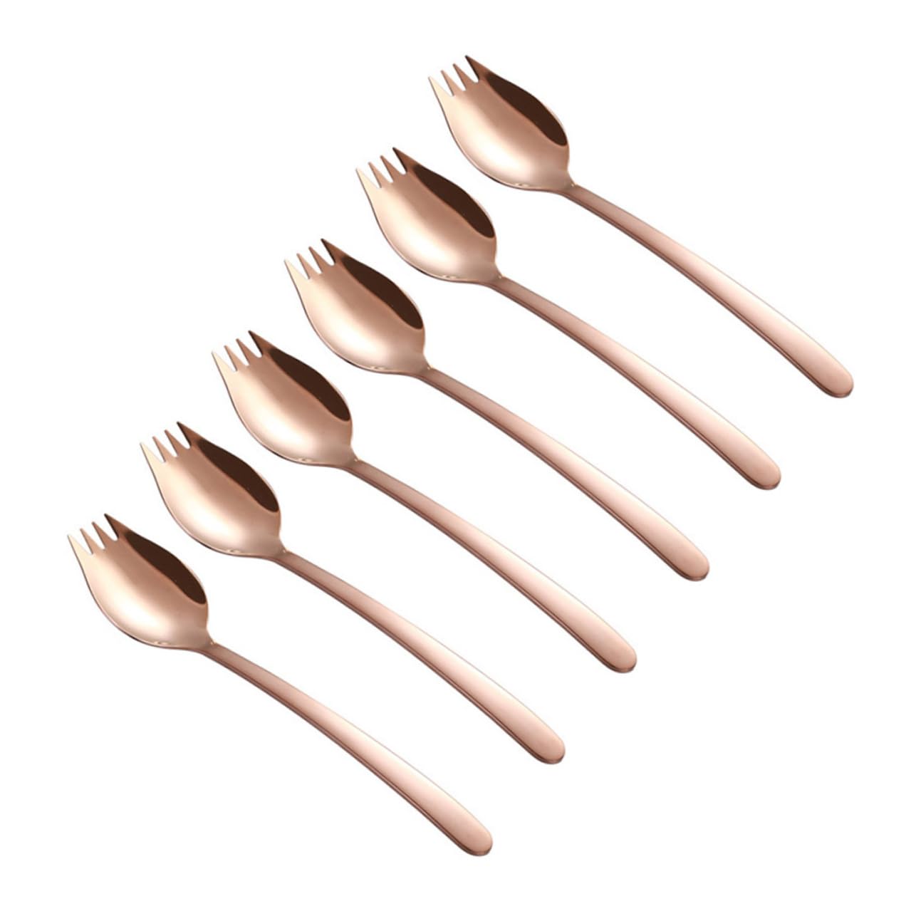 COLLBATH 6pcs Kitchen Fork Spoon Funny Novelty Spoon Sugar Spoon Dinner Eating Spork Multifunction Fork Spoon Noodles Salad Serving Utensils Appetizers Salad Forks Dinner Spoon Golden