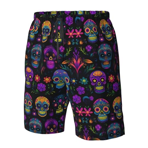 Neon Sugar Skull Men's Quick Dry Swim Trunks Summer Beach Board Shorts Swimming Swimwear4