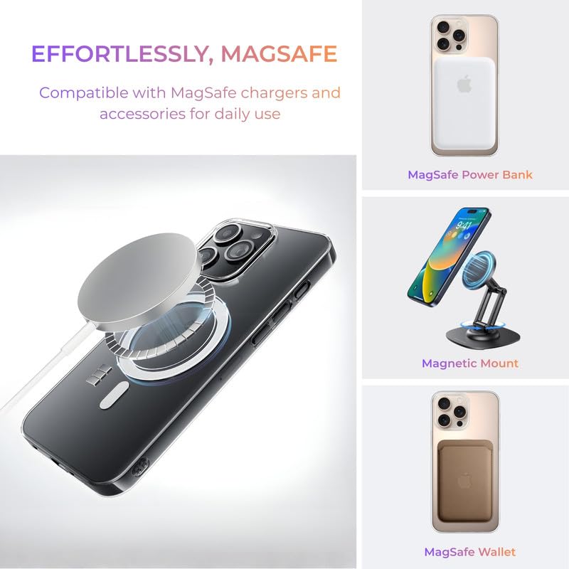 Image of Anti Yellow Clear Magnet Case for iPhone 12 Pro, Premium Polycarbonate, Ultra Strong Magnets, 360 Drop Protection, Raised Camera Protection, MagSafe Compatible
