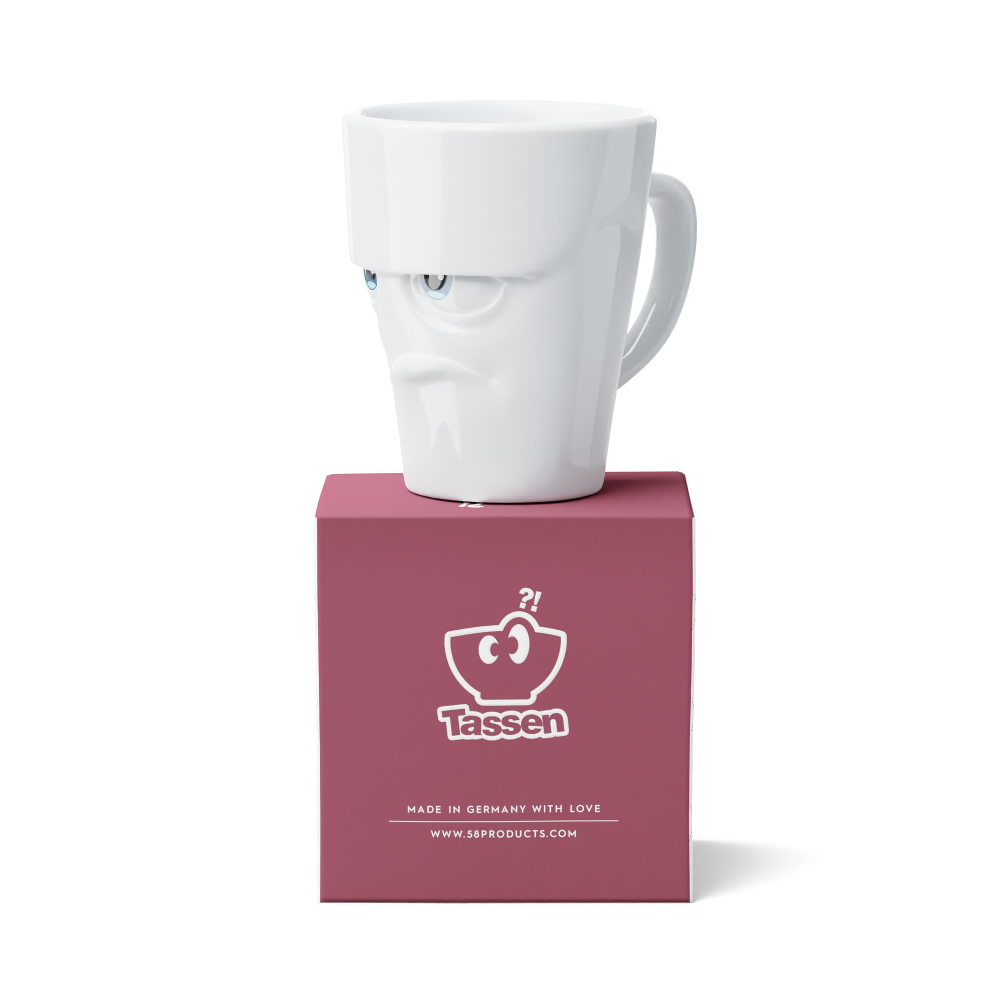 FIFTYEIGHT PRODUCTS/Taza con asa "GRUMMELIG" - Edición de Película - (porcelana, 350 ml, blanco, fabricado en Alemania)