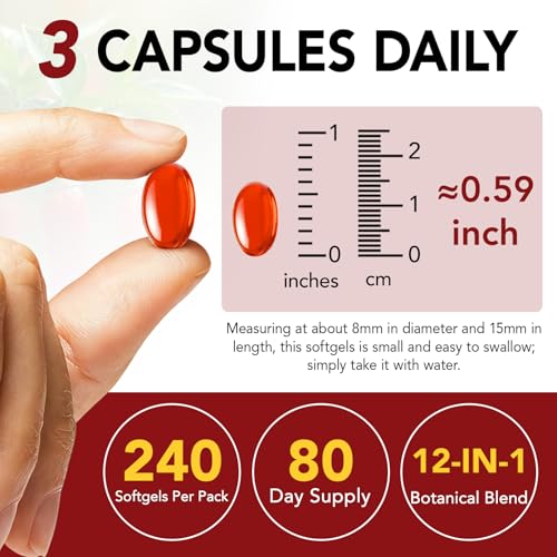 Image of Cayenne Pepper Capsules, Cayenne Pepper Capsaicin Supplements Support Leg Vein, Heart Health and Blood Circulation, with Vitamin E D3 K2 and Extracts of Grape Seed, Beetroot and Turmeric, 240 Softgels
