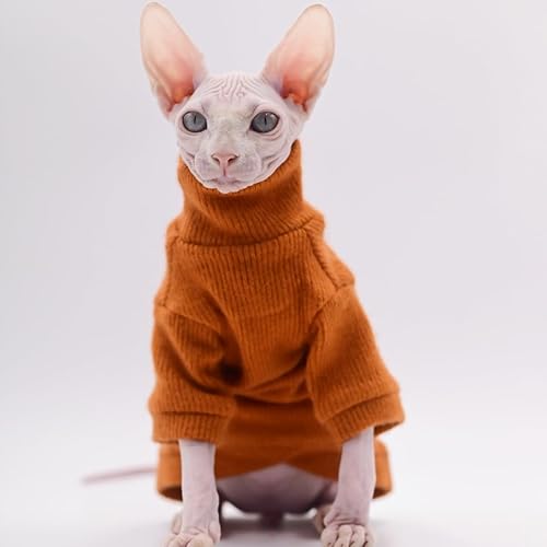 Elegante y cálido DUOMASUMI Sphynx - Suéter de gato a la moda sin pelo cómodo vestido de invierno para gato esfinge S