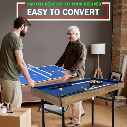 image for TRUIHUA 6 in 1 Multi Game Table Folding Pool Table, Billiard, Hockey, 