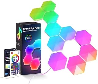 iCAN Hexagon LED Light Panels 10-Pack, Smart RGB Modular Wall Lights with App, Remote & Voice Control, Sync to Music, Works with Alexa & Google for Bedroom Gaming Room Ambient Decor