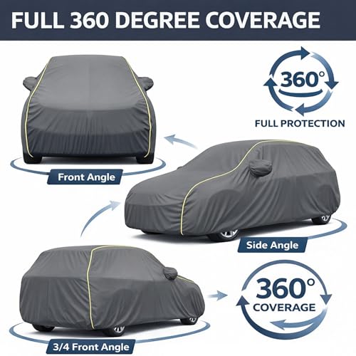 Image of Premium Grey Series 100% Waterproof Car Body Cover for Venue Cover (All Models) with Mirror Pockets | Triple Stitched, Elastic, Custom Fit, Heat Resistant, Anti-Dust, All-Weather Cover