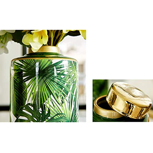 Bloempot-ChangSQ Villa Vazen, Leisure Table Counter Vazen Green Keramiek Printing Vazen Europese decoratieve Vazen Turtle Leaf tulpenvaas, 13 * 13 * 29cm Decoratieve ornamenten - Afbeelding 6