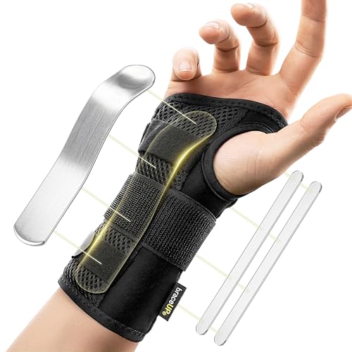 BraceUP Handgelenkstütze mit Metall Linke und Rechte Hand - Handgelenkbandage Handgelenk Bandagen für SehnenscheidenEntzündung (S/M Rechte Hand)