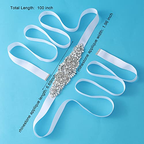 yanstar Rhinestone Bridal Belt Wedding Sash Belt Handmade Crystal Beads Wedding Dress Belt4