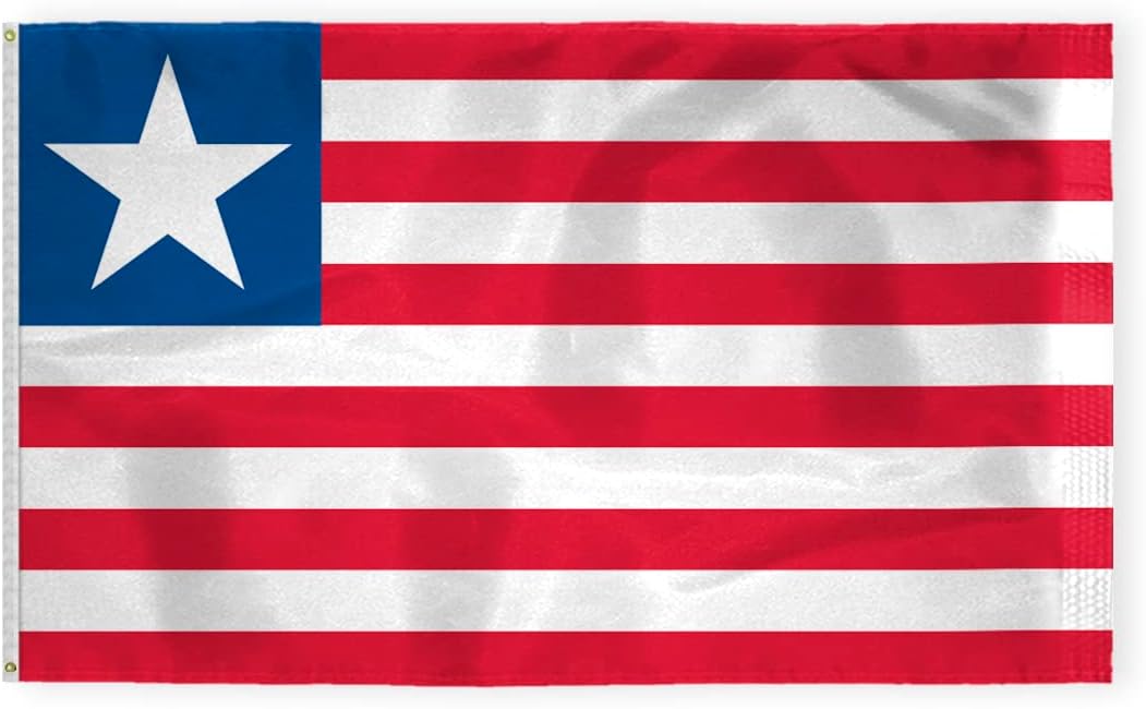 AGAS Liberia Flag 4x6 ft 200D Nylon 4 Needle Lock Stitched Fly Hem Rust Proof Brass Grommets Canvas Header Liberian National Flag