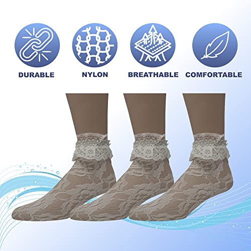 Image of EMEM Apparel Women's Lace Anklet Socks with Ruffle