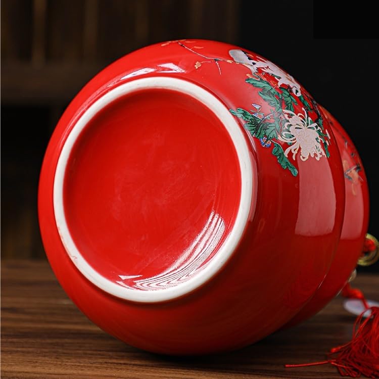 Servizio da tè in porcellana bianca dipinta a mano, contenitore per zucca in ceramica, grande contenitore per tè Pu'er sigillato, contenitore in stile cinese e teiera resistente all'umidità (C)