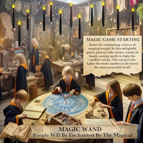 Image of NURADA Floating Candles with Wand Remote Timer - Magic LED Hanging Flameless Taper Candles Flickering Battery Operated for Halloween Birthday Theme Party Holiday Home Window Decor - Black 12 Pack