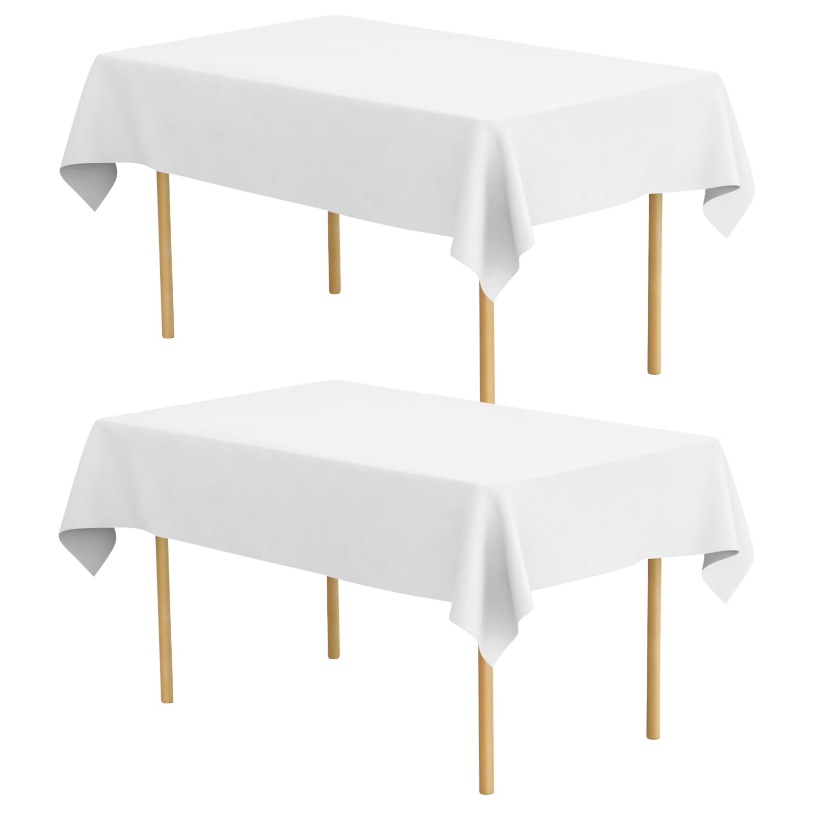 EASYKEENECOM 2 Piezas Mantel Rectangular, Mantel Tela Decorativa Mantel Mantel Rectangular de Poliéster Manteles Lavables para Bodas, Fiestas, Banquetes, Restaurante (145 * 275 cm) (Blanco)