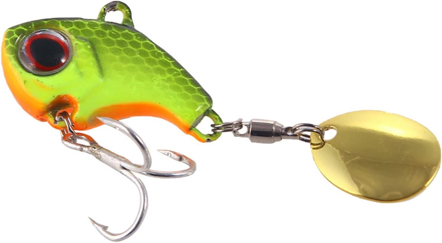 10Pcs Metal VIB Lure 9g 13g 16g 22g Bass Fishing Lure with Sinking Rotating Spoon Tail Crankbait Vibration Wobbler Pesca Fishing Tackle (Color : D, Size : 35mm-22g)