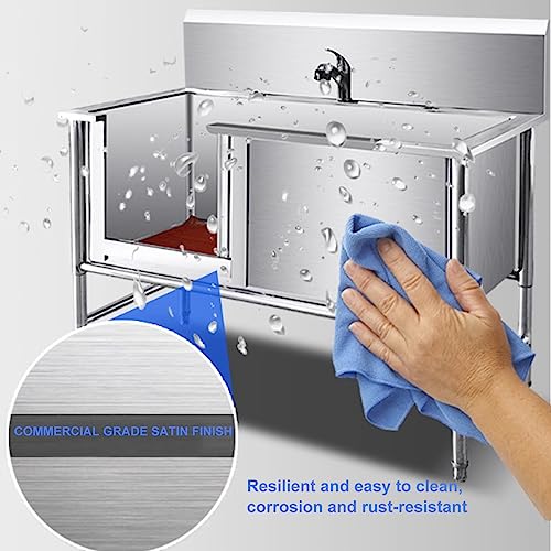 Bañera de Acero Inoxidable para Perros de Razas Grandes, Lavabo para el Aseo y Limpieza fácil de Mascotas en casa.