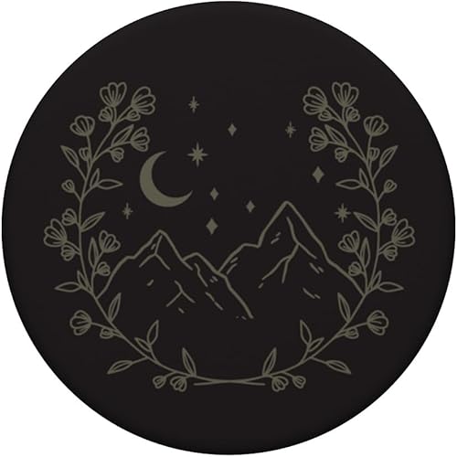 Miniatura 3 de Verde oliva - PopSockets de montaña con diseño floral bohemio y luna, PopGrip intercambiable