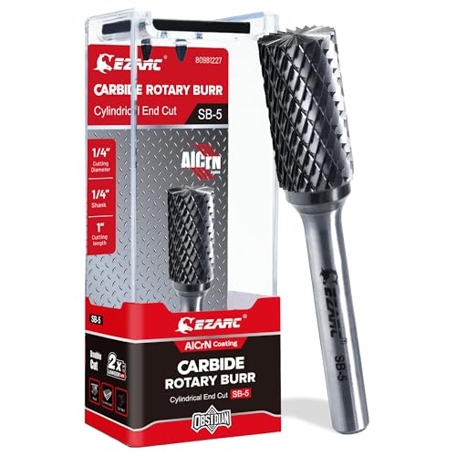 EZARC AlCrN Hartmetall-Rotationsfräser (Pro) SB-5 Doppelschnitt Frässtift 1/4-Zoll- Schaft für Metallbearbeitung 2X Lebensdauer