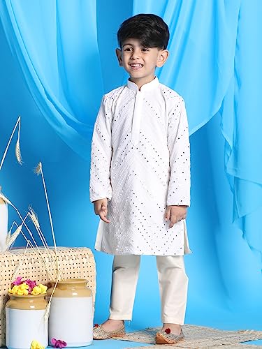 Image of VASTRAMAY Boys' Kurta Pyjama Set | Georgette Kids Ethnic Festive Outfit | Traditional Outfit